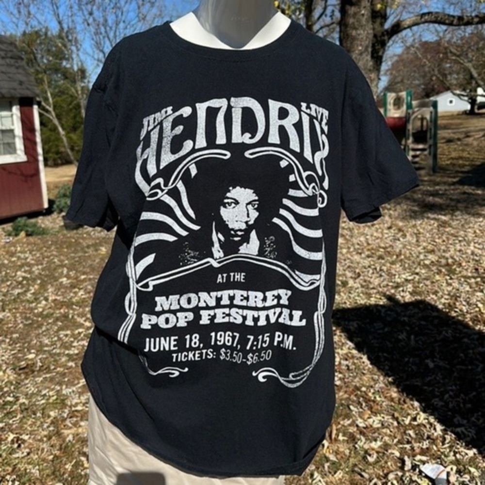 Jimi Hendrix Live Monterey Pop Festival 1967 Concert Tee Vintage Style Shirt L